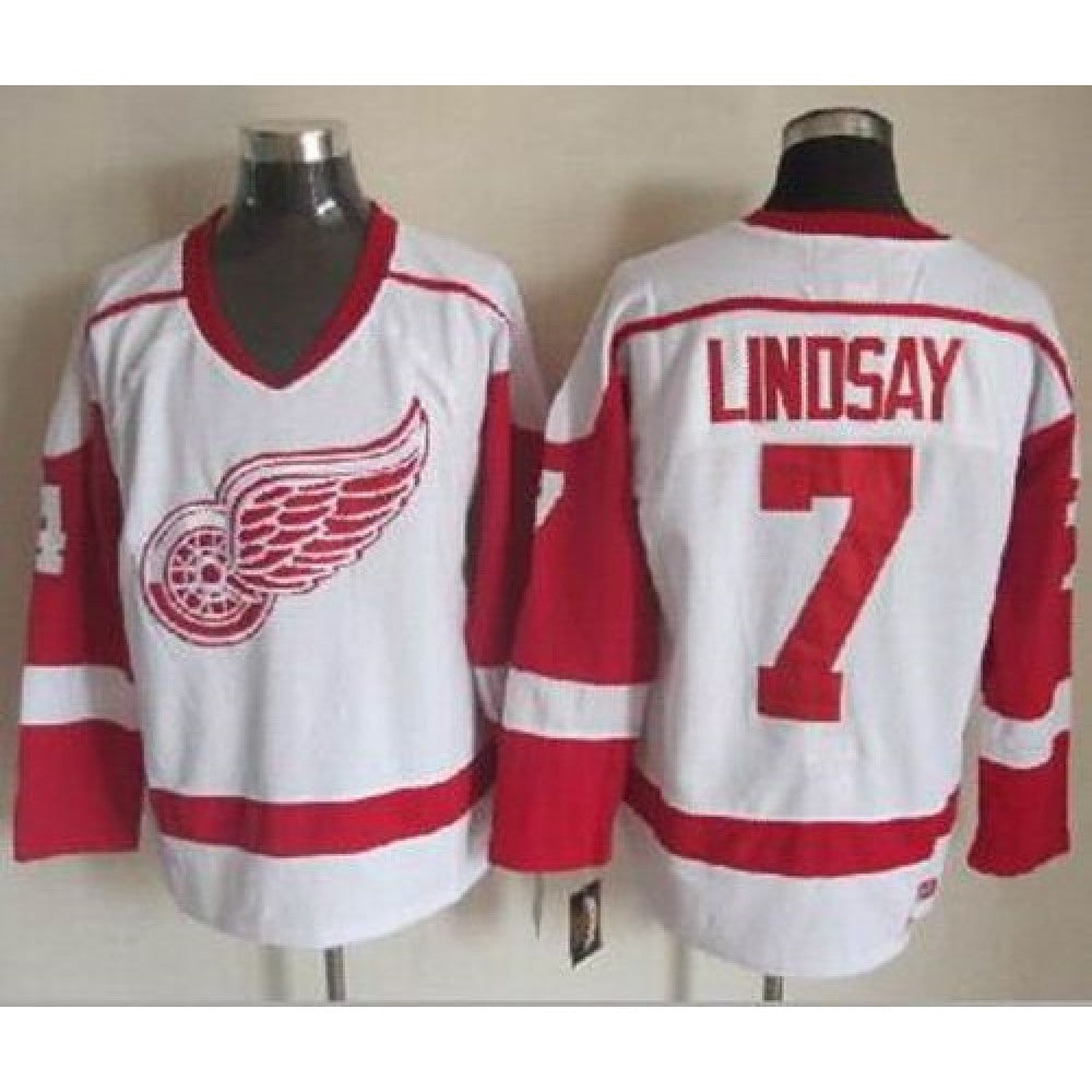 Red Wings #7 Ted Lindsay White CCM Throwback Stitched NHL Jersey