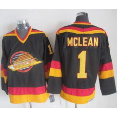 Canucks #1 Kirk Mclean Black/Gold CCM Throwback Stitched NHL Jersey
