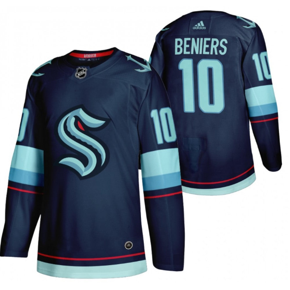 Men's Seattle Kraken #10 Matty Beniers Navy Stitched Jersey