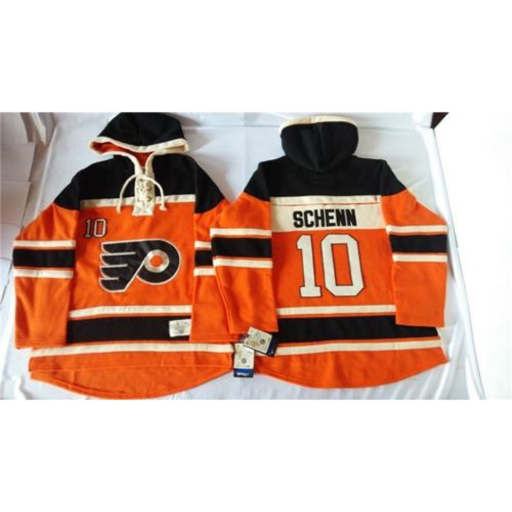 Flyers #10 Brayden Schenn Orange Sawyer Hooded Sweatshirt Stitched NHL Jersey