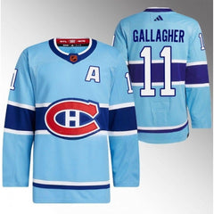 Men's Montreal Canadiens #11 Brendan Gallagher Blue 2022-23 Reverse Retro Stitched Jersey