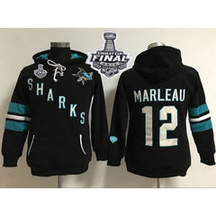 San Jose Sharks #12 Patrick Marleaui Black 2016 Stanley Cup Final Patch Women's Old Time Heidi Hoodie NHL Hoodie
