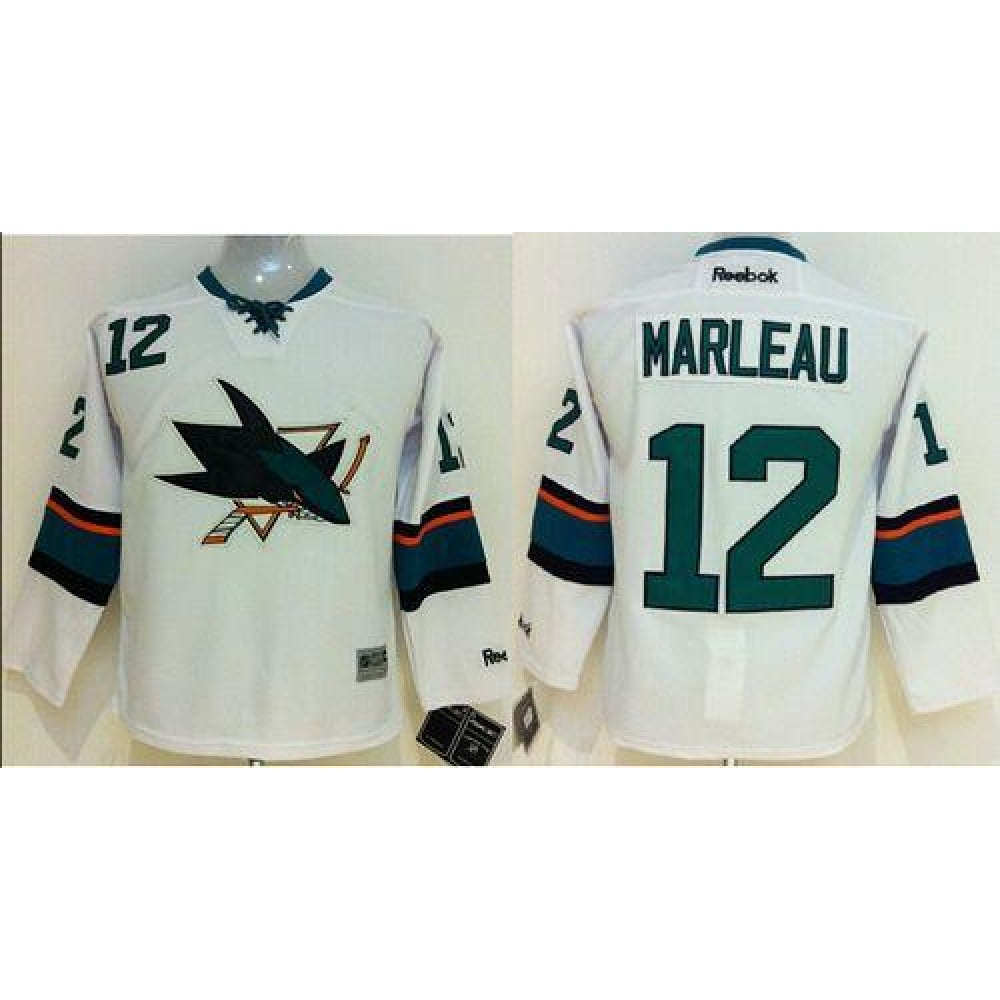 Sharks #12 Patrick Marleau White Stitched Youth NHL Jersey