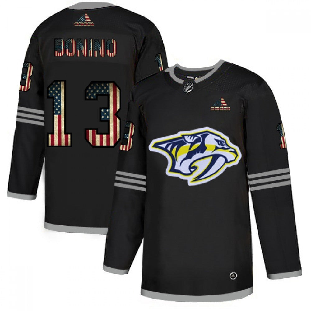 Men's Nashville Predators #13 Nick Bonino 2020 Grey USA Flag Stitched NHL Jersey
