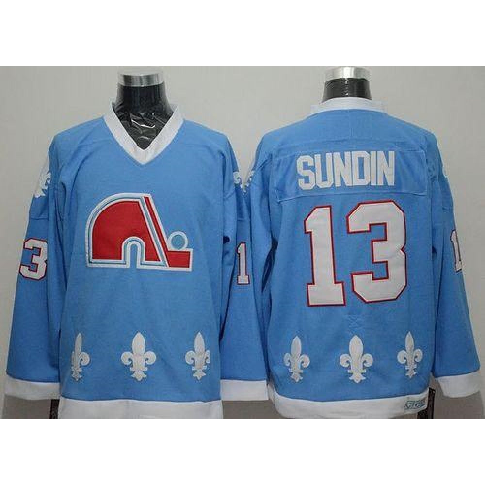 Nordiques #13 Mats Sundin Light Blue CCM Throwback Stitched NHL Jersey