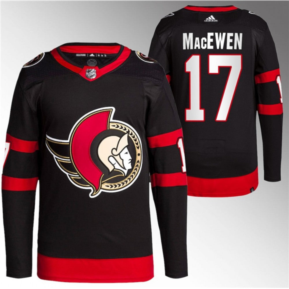 Men's Ottawa Senators #17 Zack MacEwen Black Premier Breakaway Stitched Jersey
