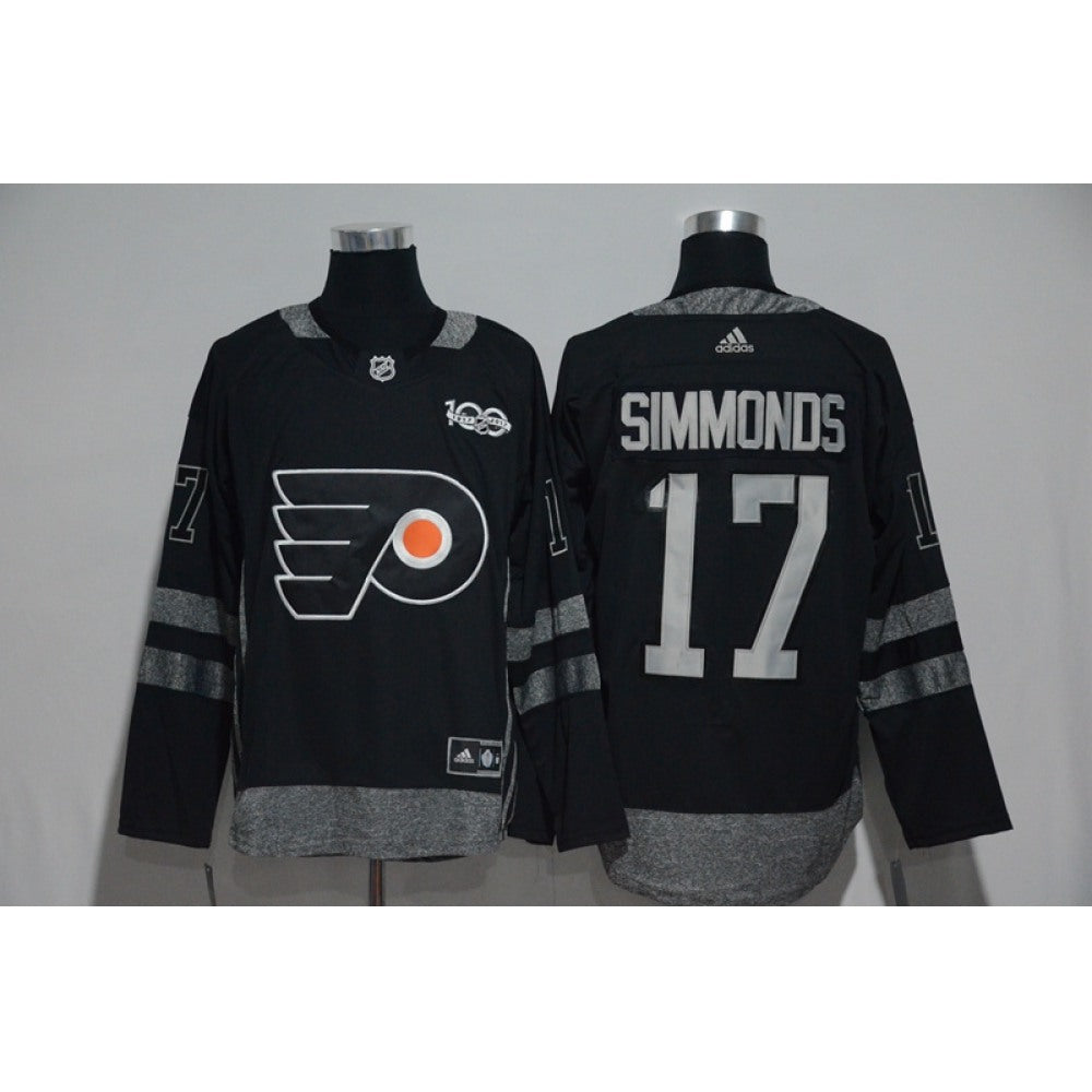 Philadelphia Flyers #17 Wayne Simmonds Black Men's 1917-2017 100th Anniversary Stitched NHL Jersey