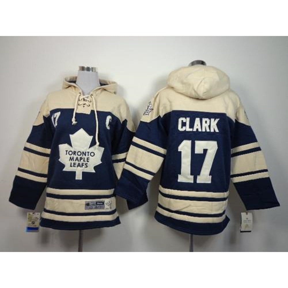 Maple Leafs #17 Wendel Clark Blue Sawyer Hooded Sweatshirt Stitched Youth NHL Jersey