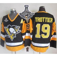 Penguins #19 Bryan Trottier Black CCM Throwback 2016 Stanley Cup Champions Stitched NHL Jersey