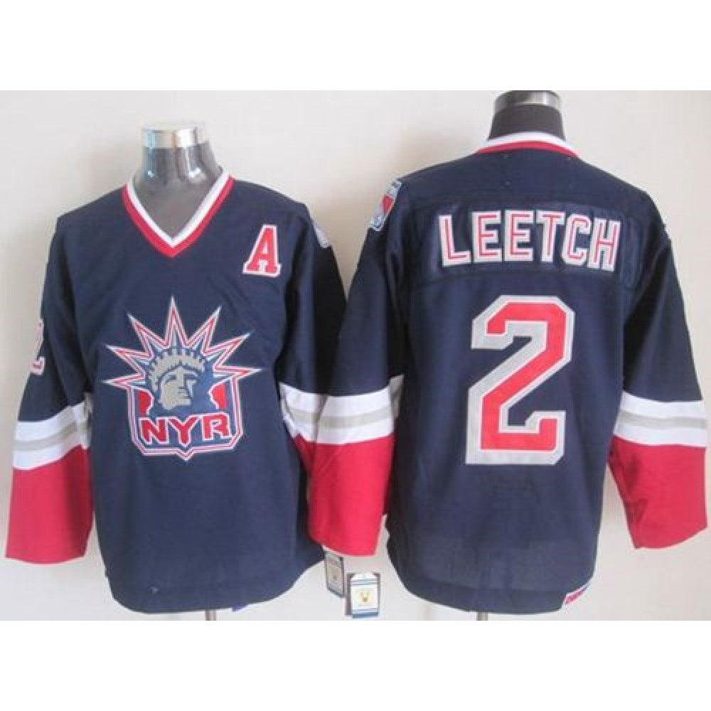 Rangers #2 Brian Leetch Navy Blue CCM Statue of Liberty Stitched NHL Jersey
