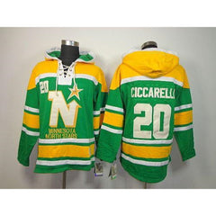 Stars #20 Dino Ciccarelli Green Sawyer Hooded Sweatshirt Stitched NHL Jersey