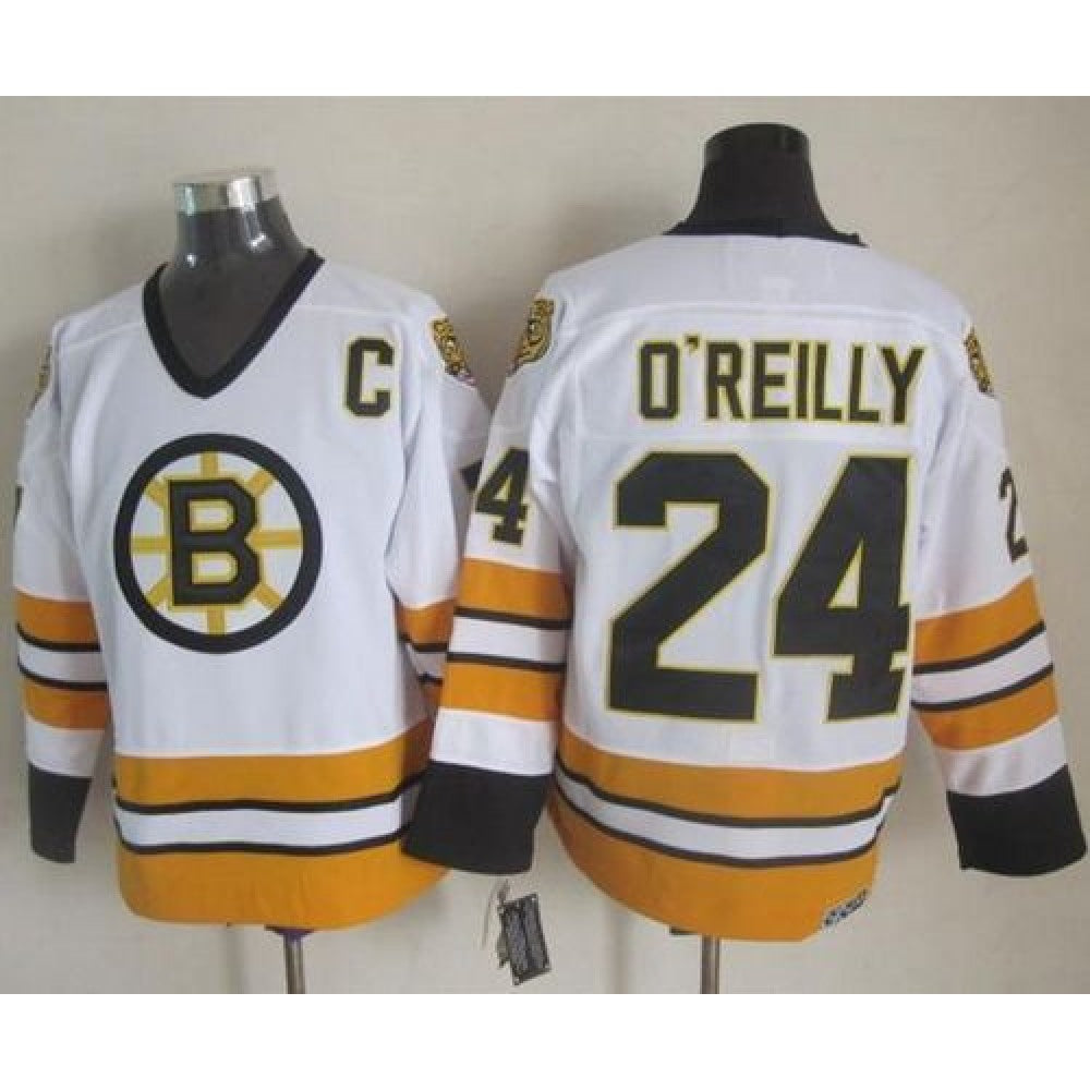 Bruins #24 Terry O'Reilly White/Yellow CCM Throwback Stitched NHL Jersey