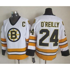 Bruins #24 Terry O'Reilly White/Yellow CCM Throwback Stitched NHL Jersey