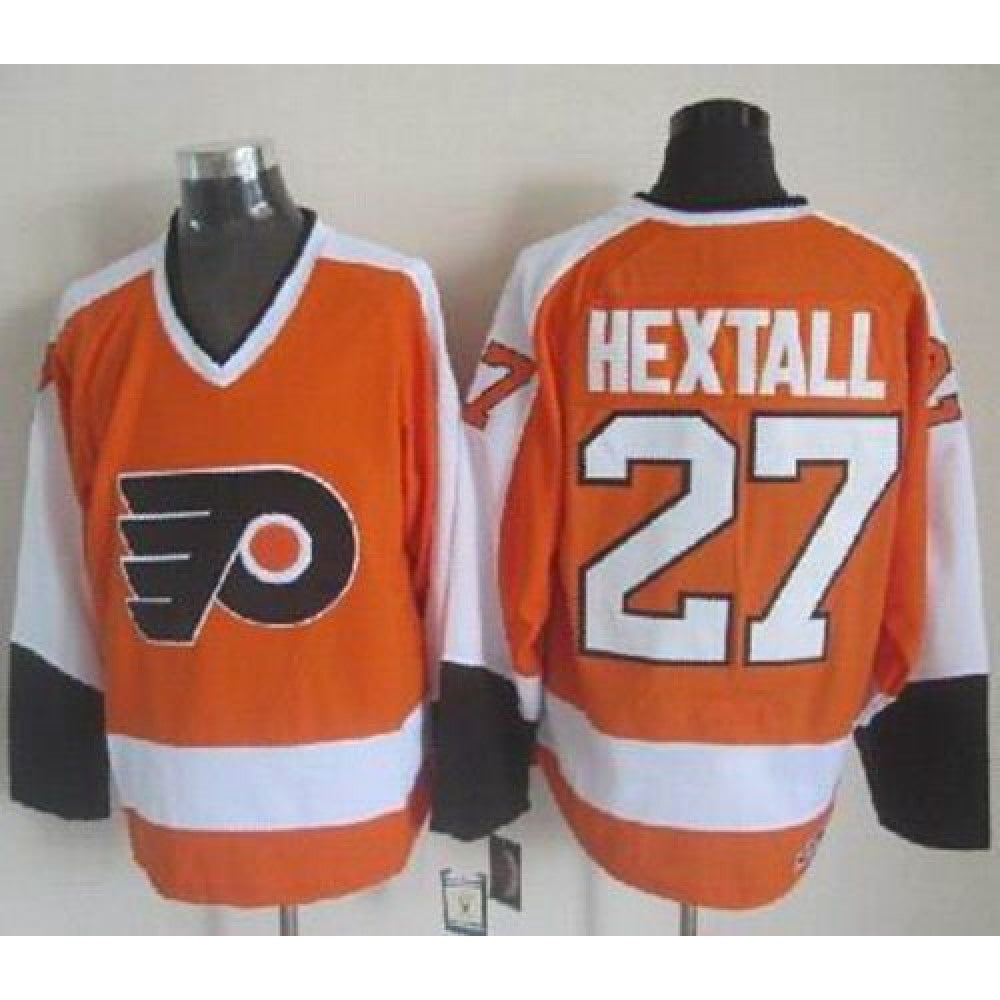 Flyers #27 Ron Hextall Orange/White CCM Throwback Stitched NHL Jersey