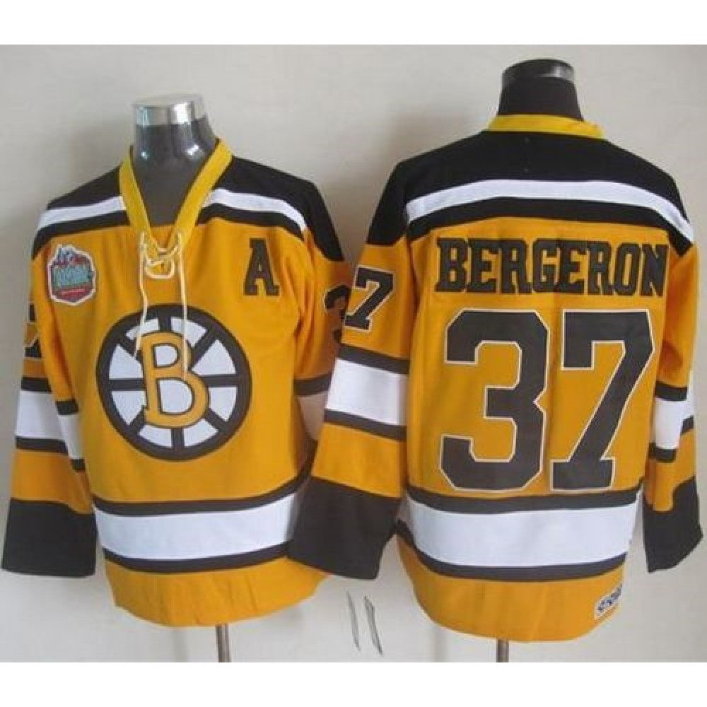 Bruins #37 Patrice Bergeron Yellow Winter Classic CCM Throwback Stitched NHL Jersey