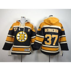 Bruins #37 Patrice Bergeron Black Sawyer Hooded Sweatshirt Stitched Youth NHL Jersey