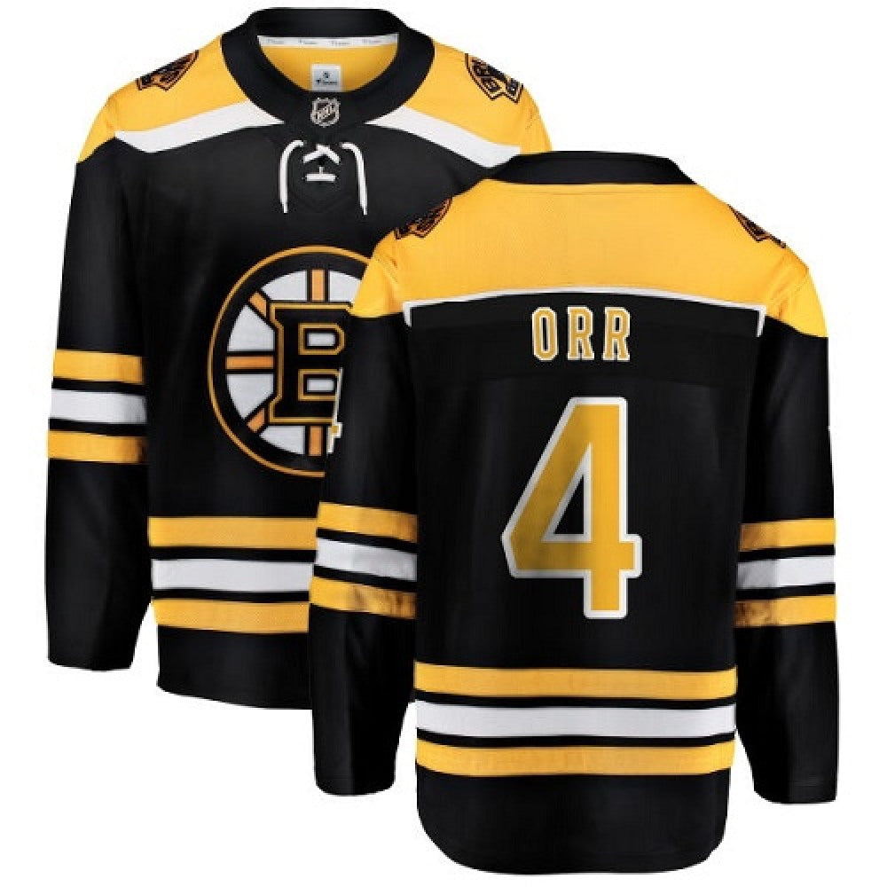 Men's Boston Bruins #4 Bobby Orr Black Throwback CCM Stitched NHL Jersey