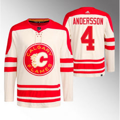 Men's Calgary Flames #4 Rasmus Andersson 2023 Cream Classic Primegreen Stitched Jersey