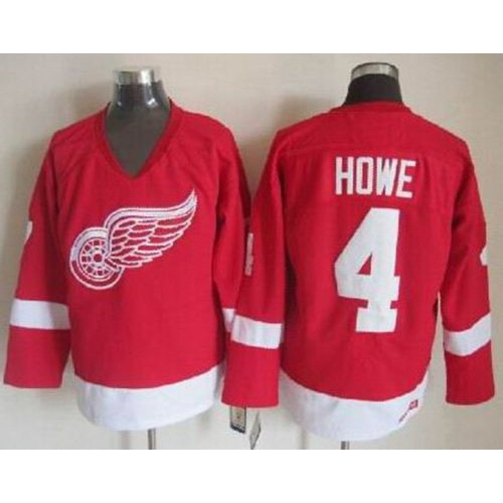 Red Wings #4 Gordie Howe Red CCM Throwback Stitched NHL Jersey