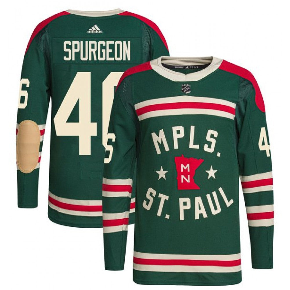 Men's Minnesota Wild #46 Jared Spurgeon 2022 Green Winter Classic Stitched Jersey