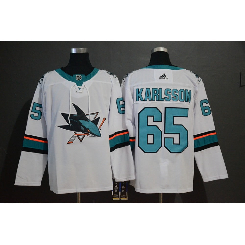 Men's San Jose Sharks #65 Erik Karlsson White Stitched NHL Jersey