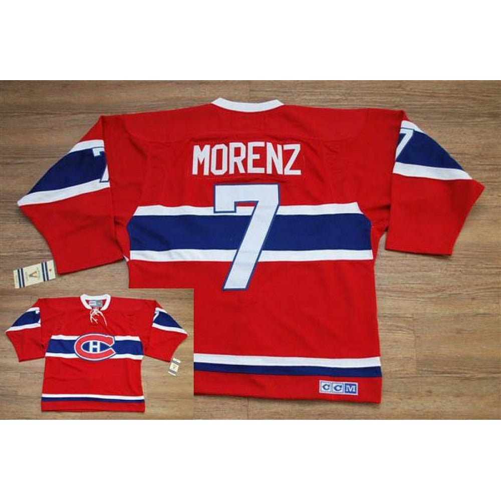 Canadiens #7 Howie Morenz Stitched Red CH CCM Throwback NHL Jersey