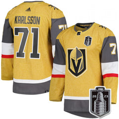 Men's Vegas Golden Knights #71 William Karlsson Gold 2023 Stanley Cup Final Stitched Jersey