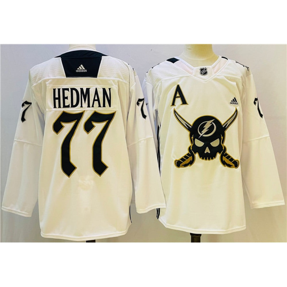 Men's Tampa Bay Lightning #77 Pat Maroon White Stitched Jersey