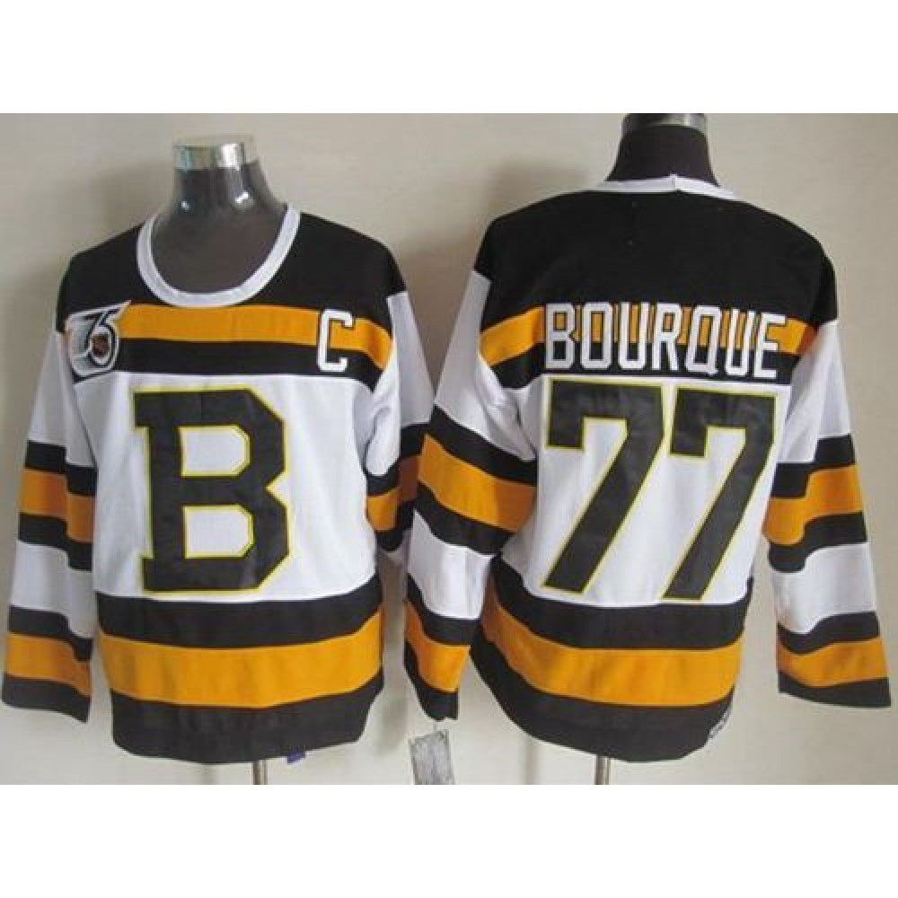 Bruins #77 Ray Bourque White CCM Throwback 75TH Stitched NHL Jersey