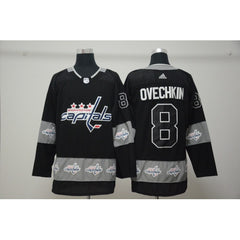 Men's Washington Capitals #8 Alex Ovechkin Black Team Logo Stitched NHL Jersey