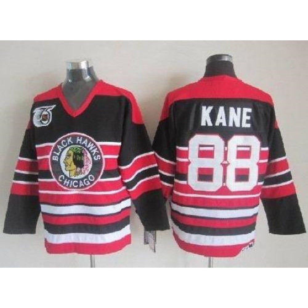 Blackhawks #88 Patrick Kane Red/Black 75TH CCM Stitched NHL Jersey