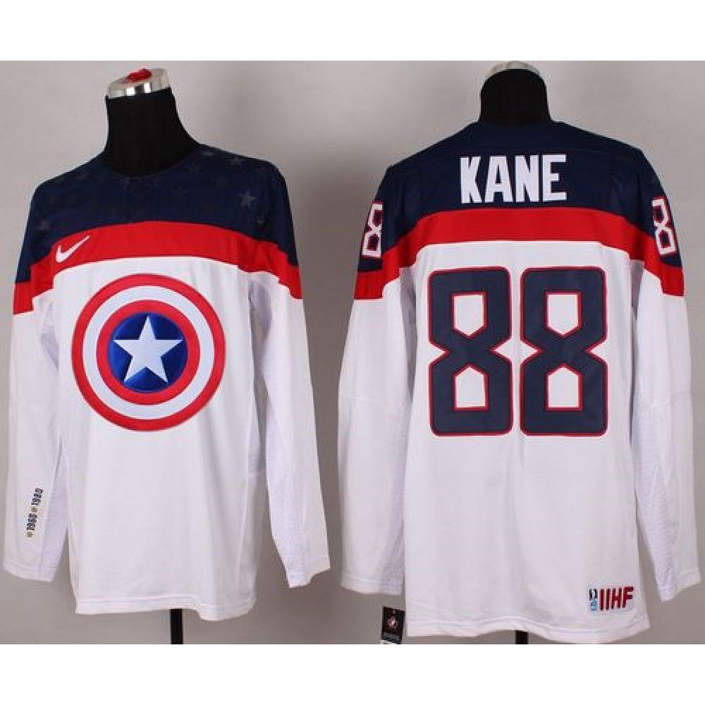 Olympic Team USA #88 Patrick Kane White Captain America Fashion Stitched NHL Jersey