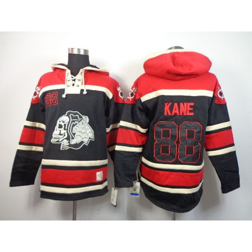 Blackhawks #88 Patrick Kane Black Sawyer Hooded Sweatshirt Stitched NHL Jersey