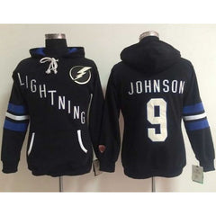 Tampa Bay Lightning #9 Tyler Johnson Black Women's Old Time Heidi NHL Hoodie