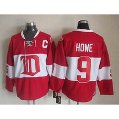 Red Wings #9 Gordie Howe Red Winter Classic CCM Throwback Stitched NHL Jersey