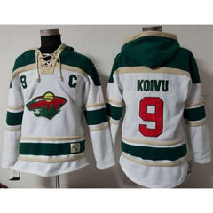 Wild #9 Mikko Koivu White Sawyer Hooded Sweatshirt Stitched NHL Jersey