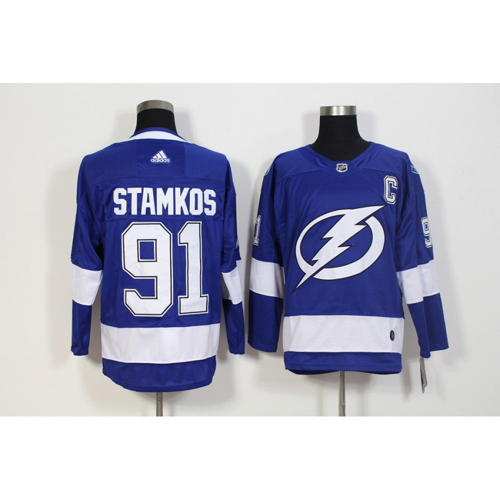 Men's Tampa Bay Lightning #91 Steven Stamkos Blue Stitched NHL Jersey
