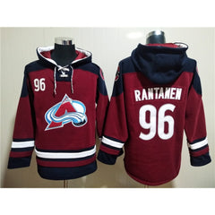 Men's Colorado Avalanche #96 Mikko Rantanen Burgundy All Stitched Sweatshirt Hoodie
