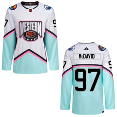 Men's Edmonton Oilers #97 Connor McDavid 2023 White All-Star Game Stitched Jersey