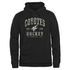Men's Arizona Coyotes Black Camo Stack Pullover Hoodie