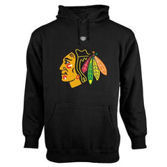 Chicago Blackhawks Old Time Hockey Big Logo with Crest Pullover Hoodie Black