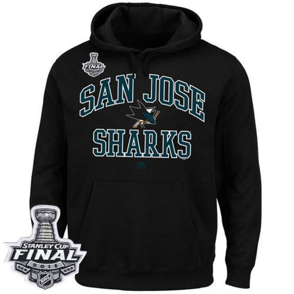 San Jose Sharks Majestic Heart & Soul 2016 Stanley Cup Final Patch Hoodie Black