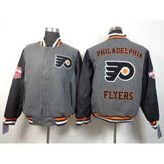 Philadelphia Flyers Blank Satin Button-Up Grey NHL Jacket