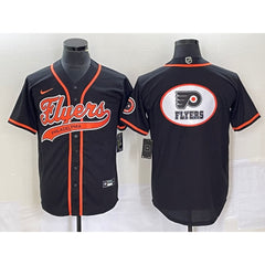 Men's Philadelphia Flyers Black Team Big Logo Cool Base Stitched Baseball Jersey