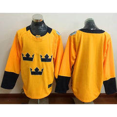 Team Sweden Blank Gold 2016 World Cup Stitched NHL Jersey