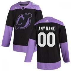 Men's New Jersey Devils Black Hockey Fights Cancer Custom Practice NHL Stitched Jersey