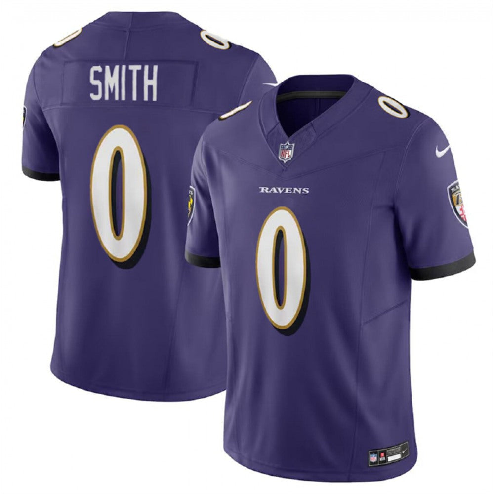Men's Baltimore Ravens #0 Roquan Smith Purple 2023 F.U.S.E. Vapor Limited Football Jersey 