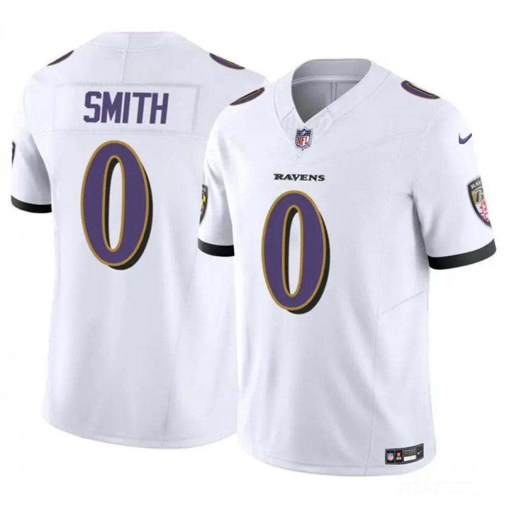 Men's Baltimore Ravens #0 Roquan Smith White 2023 F.U.S.E. Vapor Limited Football Jersey 