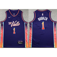 Youth Phoenix Suns #1 Devin Booker Purple City Edition Stitched Basketball Jersey