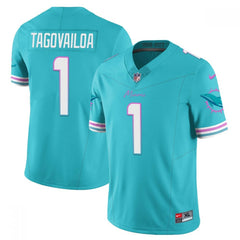 Men's Miami Dolphins #1 Tua Tagovailoa Aqua 2023 F.U.S.E Alternate Vapor Limited Stitched Football Jersey 